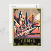 California | Art Deco Postkarte (Vorne/Hinten)