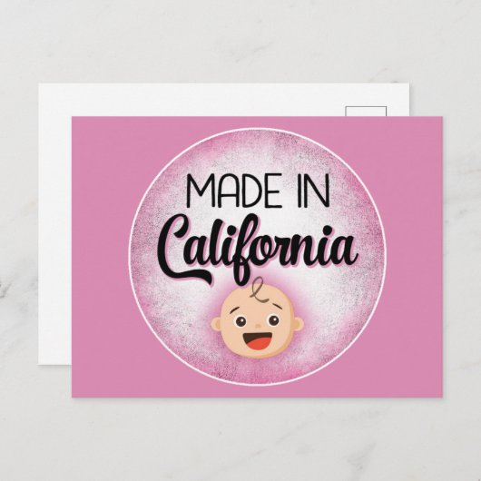California Baby Funny Pink New Girl Postcard Postkarte (Vorne/Hinten)