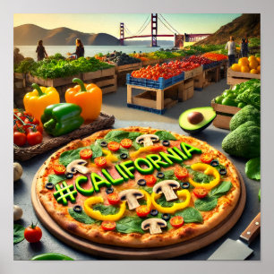 California Bauern Market Veggie Pizza Design Poster
