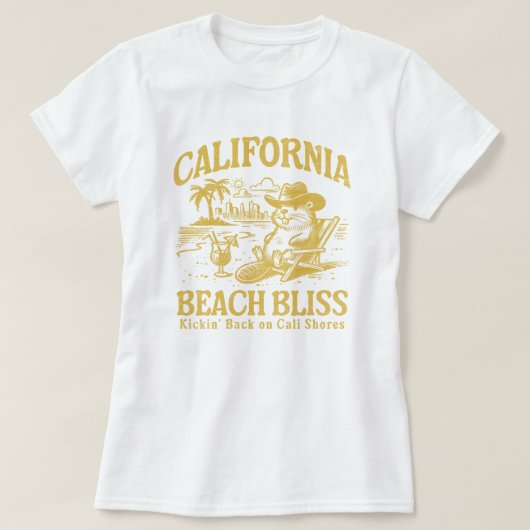 California Beach Bliss auf Cali Shoes T-Shirt (Design vorne)