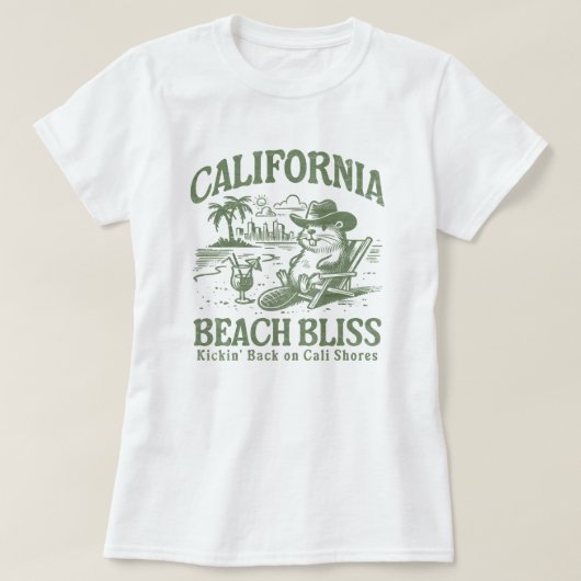 California Beach Bliss auf Cali Shoes T-Shirt (Design vorne)