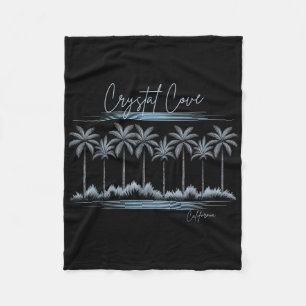 California Beach Crystal Cove Summer Vintag Palm Fleecedecke