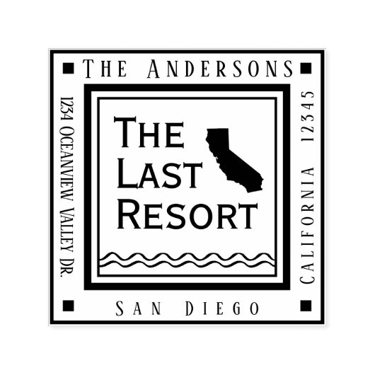 California Beach Hütte Rücksendeadresse Square Permastempel (Design)