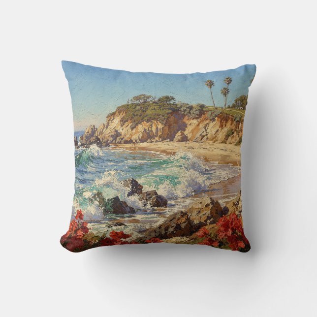  California Beach | Impressionist Coastal Art Kissen (Vorderseite)
