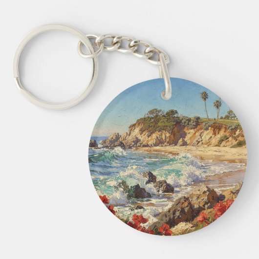  California Beach | Impressionist Coastal Art Schlüsselanhänger (Vorderseite)