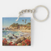  California Beach | Impressionist Coastal Art Schlüsselanhänger (Rückseite)