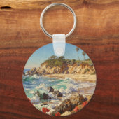 California Beach | Impressionist Coastal Art Schlüsselanhänger (Rückseite)