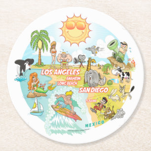 California Beach Life Runder Pappuntersetzer