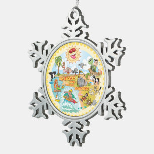 California Beach Life Snowflake Gerahmte Ornamente