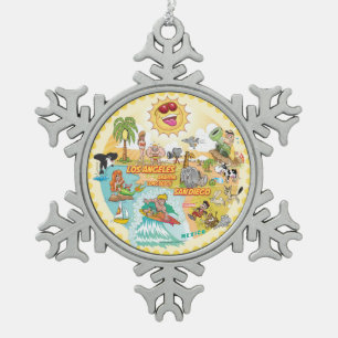 California Beach Life Snowflake Gerahmte Ornamente