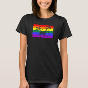 California Beach Palm Tree Van Lgbtq Gay Pride Fla T-Shirt