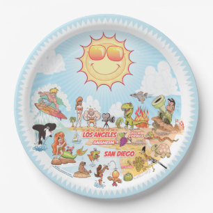California Beach Paper Plate Pappteller