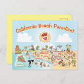 California Beach Paradise Cartoon Postcard Postkarte (Vorne/Hinten)