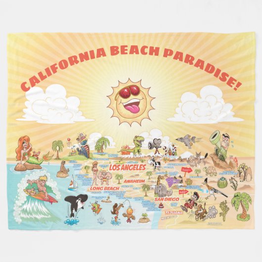 California Beach Paradise Fleecedecke (Vorderseite (Horizontal))