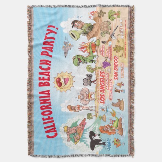 California Beach Party Throw Blanket Decke (Vorderseite Vertikal)