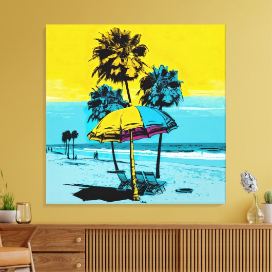 California Beach Pop Art Canvas Print Leinwanddruck (Insitu (Wohnzimmer))
