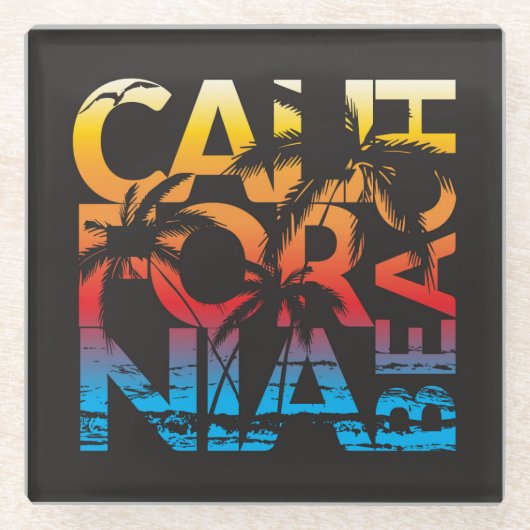California Beach Poster Glasuntersetzer (Vorderseite)