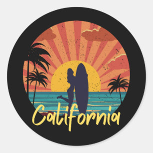 California Beach Runder Aufkleber