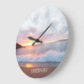 California Beach Sunset Große Wanduhr (Winkel)