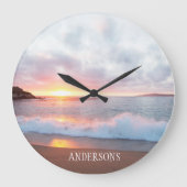 California Beach Sunset Große Wanduhr (Vorderseite)