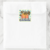 California Beach Sunset Quadratischer Aufkleber (Tasche)