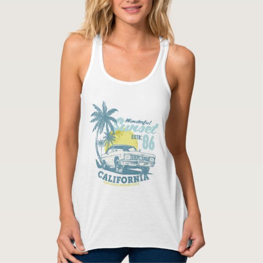 California Beach Vibes Sunset & Car Tank Top (Vorderseite)