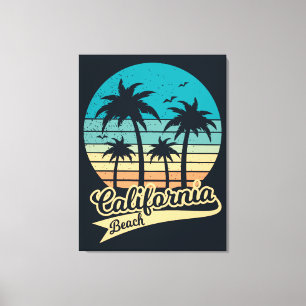 California Beach Vintag Sunset Leinwanddruck