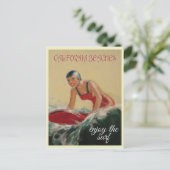 California Beach Vintage Surfer Postkarte (Stehend Vorderseite)
