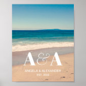 California Beach Wedding Monogram Foto Poster (Vorne)