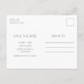 California Beach Wedding Save the Date Ankündigungspostkarte (Rückseite)