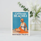 California Beaches Vintage Poster 1923 Postkarte (Stehend Vorderseite)