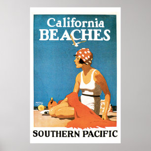 California Beaches Vintage Travel Poster