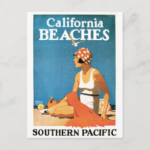 California Beaches Vintage Travel Poster Postkarte