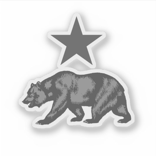 California Bear and Star - Schwarz und Weiß Aufkleber (Vorderseite)