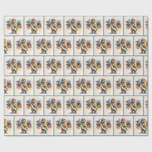 California Bear Feuerwehrmann Geschenkpapier (Flach)