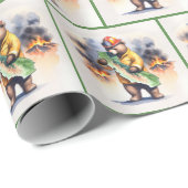 California Bear Feuerwehrmann Geschenkpapier (Rolleneckpunkt)