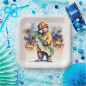 California Bear Feuerwehrmann Pappteller (Party)