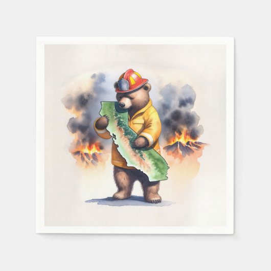 California Bear Feuerwehrmann Serviette (Vorderseite)