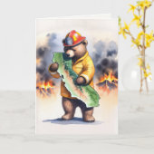 California Bear Feuerwehrmann Vielen Dank Karte (Gelbe Blume)