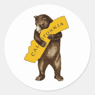 California Bear Hugging Staat Runder Aufkleber