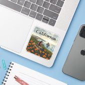 California Bear Poppies Blume Coast Retro Aufkleber (Laptop mit iPhone)