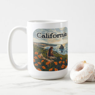 California Bear Poppies Blume Coast Retro Kaffeetasse