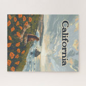 California Bear Poppies Blume Coast Retro Puzzle (Horizontal)