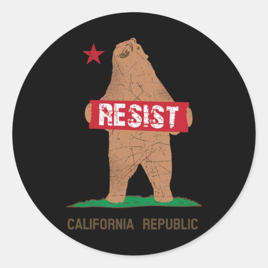California Bear Resist Runder Aufkleber (Vorderseite)