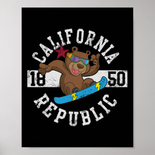 California Bear Snowboarder Snowboarder Poster