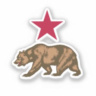 California Bear und Star Aufkleber