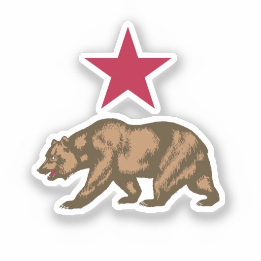 California Bear und Star Aufkleber (Vorderseite)