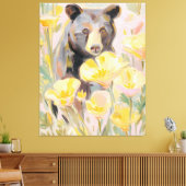 California Bear with Poppies & Wildflowers Art Pri Leinwanddruck (Insitu (Wohnzimmer))