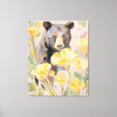 California Bear with Poppies & Wildflowers Art Pri Leinwanddruck (Vorderseite)