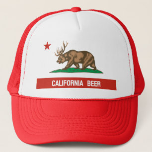 California Beer Bär Hirsch State Flag Trucker Mütz Truckerkappe